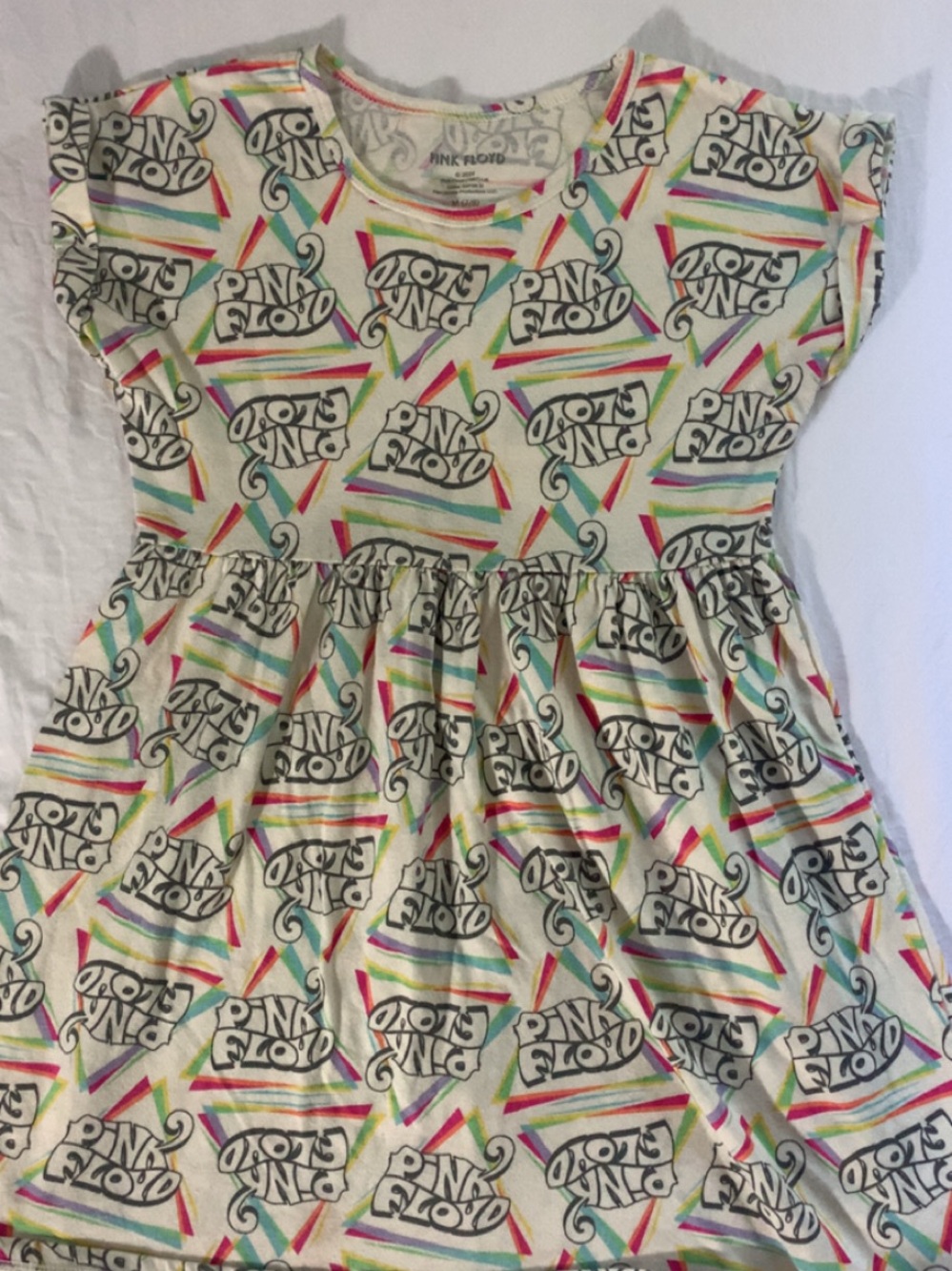 Pink Floyd Girls' Rainbow Logo Dress - White Multi